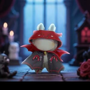 Adorable Red and Gray Hooded Bunny Toy